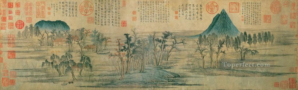 Zhao mengfu landscape antique Chinese Oil Paintings
